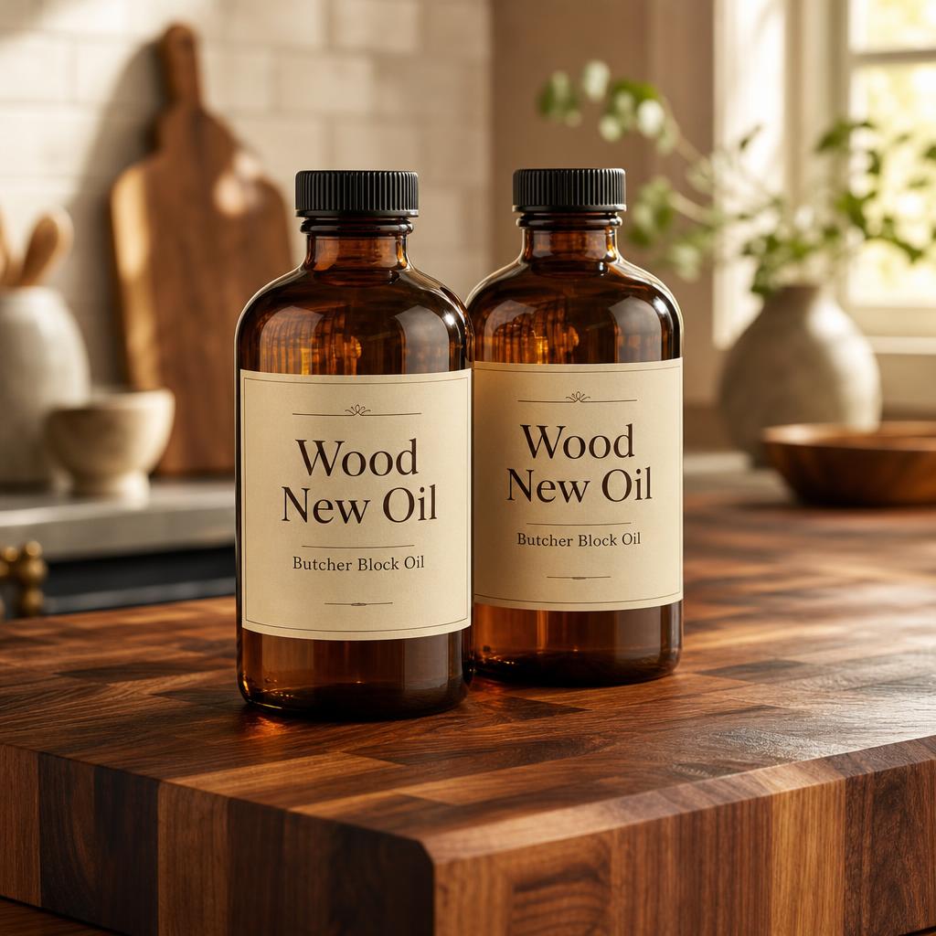 Wood New Oil butcher block oil on a freshly oiled walnut board